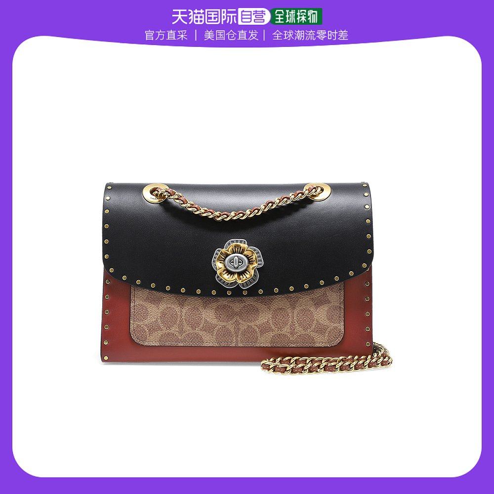 香港直发COACH蔻驰 Parker26山茶花小牛皮拼色老花手提女士单肩包