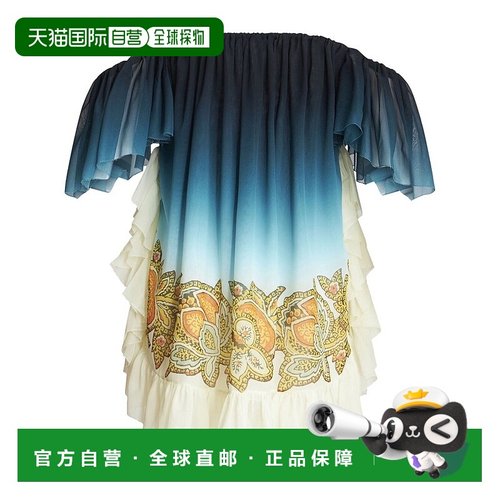 1h可退 香港直邮潮奢 Etro 艾特罗 女士 蓝色连衣裙 125894366025