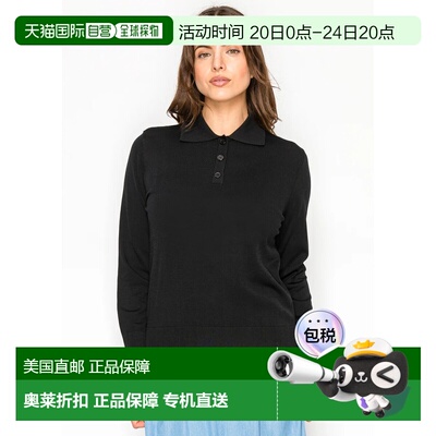 自营yal new yorkBlack Collared Knit Top - black 美国奥莱直发