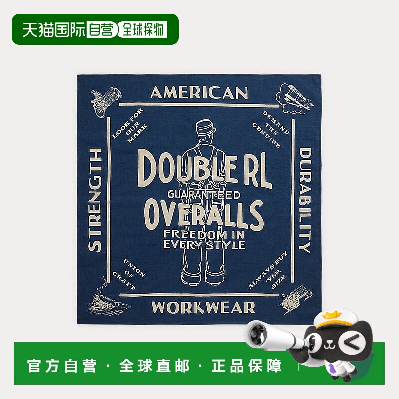 自营欧洲直邮RALPH LAUREN拉夫劳伦RRL印花棉质靛蓝头巾配饰