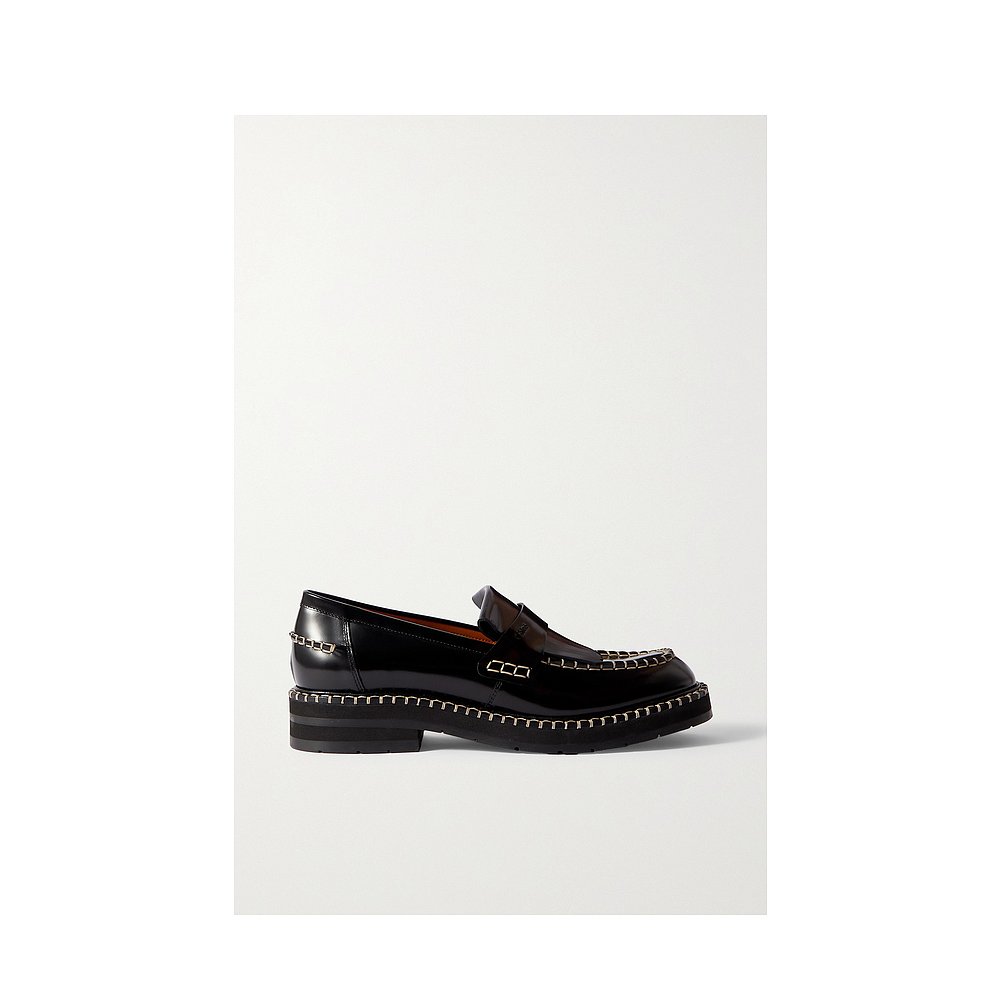 香港直邮Chloe 蔻依 女士 Noua 流苏缝线滚边皮质乐福鞋 CHC24S96