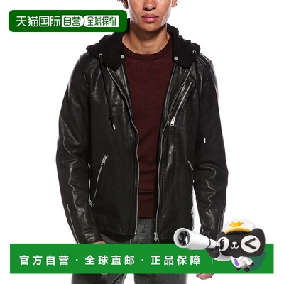 自营all saintsAllSaints Harwood Leather Jacket - black 美国