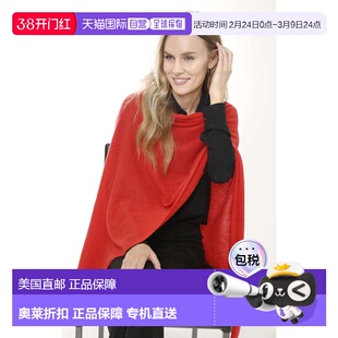 自营in2Cashmere Long Elegant Poncho Top - sunset red 美国奥