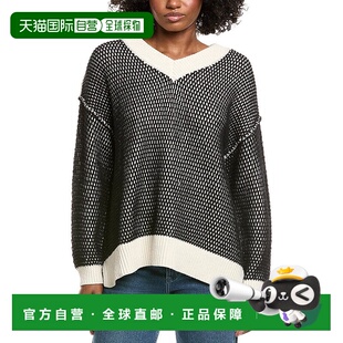 自营Vintage Havana Honeycomb Knit V-Neck Sweater - white 美