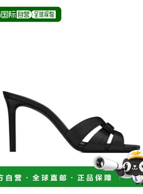 香港直邮Saint Laurent 黑色logo编织凉鞋 650986DWE001000高跟