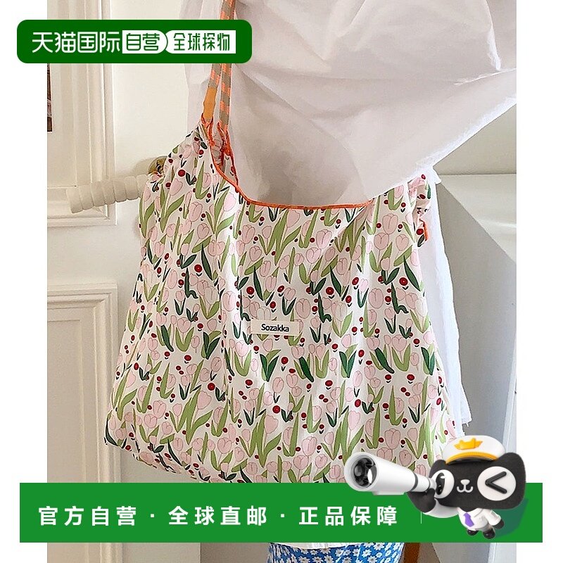 日本直邮florge 花卉丝带满版图案购物袋 环保袋 副包 [FL8218AW0