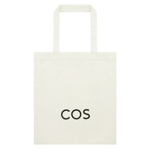 COS 24新款 女士白色再生棉帆布制LOGO标志托特手提包