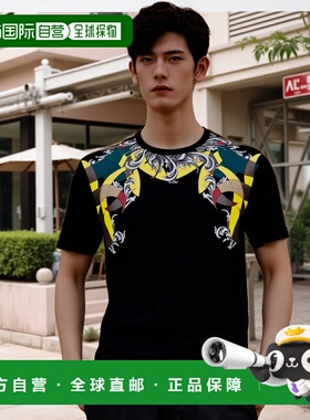香港直邮VERSACE 男士T恤 V800648VJ00188V7008 CO 黑色 徽标T恤