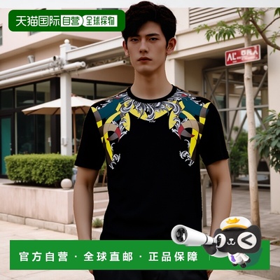 香港直邮VERSACE 男士T恤 V800648VJ00188V7008 CO 黑色 徽标T恤