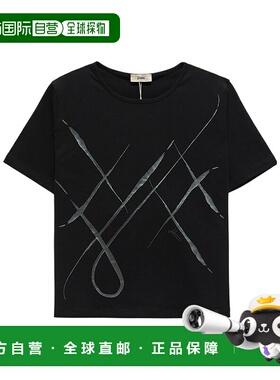 香港直邮HERNO 女士T恤 JG000277D520099394 SS2025 黑色 圆领短T