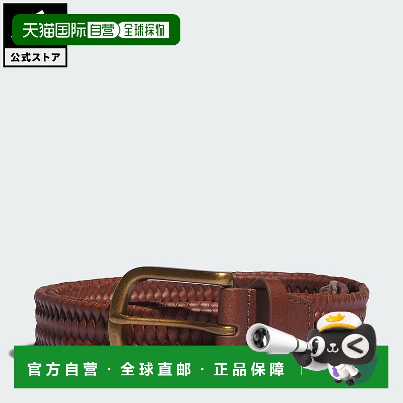 日本直邮 adidas 男士高尔夫皮革弹力腰带[IP9907] 棕色 腰带编织