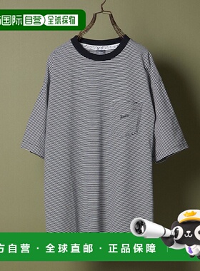 1h可退 日本直邮NUMBER (N)INE 男女同款窄条纹数字9印花口袋T恤