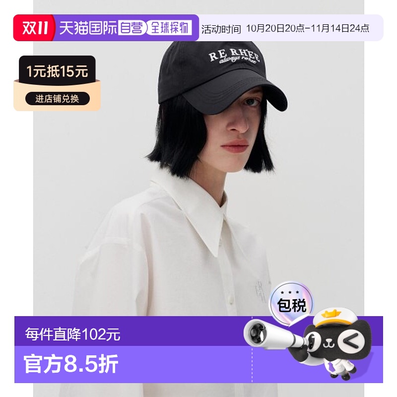 韩国直邮RE RHEE 女士帽子RP2HAP202-0-BK LOGO EMBROIDERED BASEB