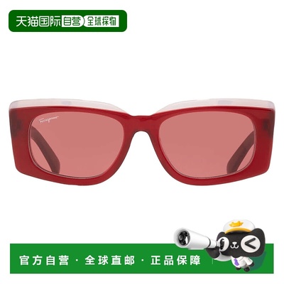 自营Salvatore Ferragamo Burgundy Rectangular Ladies Sunglass