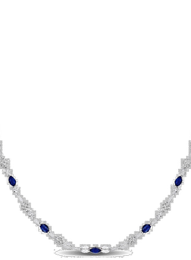 自营 925 纯银 Mimi & Max 蓝色珐琅珠站项链 - 18 英寸 - 蓝色