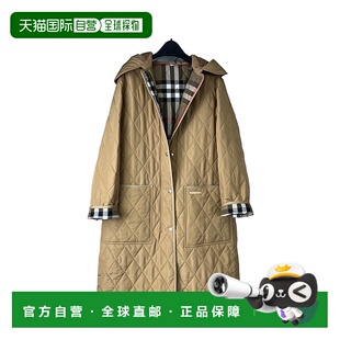 1h可退 香港直邮burberry 女士 羽绒服长款博柏利棉服连帽外套