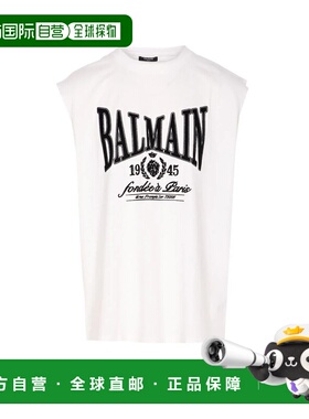 香港直邮BALMAIN 男士T恤 ED006GF46GAB SS2026 白色 1945 Print