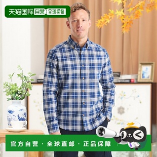 Nautica 美国奥莱直发新款 男式 纯蓝色 格子衬衫 自营