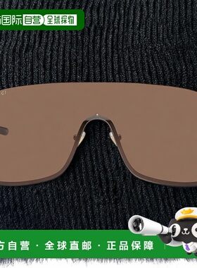 1h可退 香港直邮潮奢 Gucci 古驰 男士 金色 Mask-Shaped 太阳镜