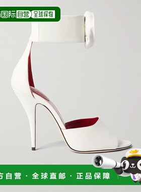 香港直邮valentino 华伦天奴 女士 Drip 白色皮质玫瑰凉鞋 7W0S0M
