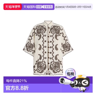 1h可退 香港直邮ZIMMERMANN 女士 Ascension 刺绣亚麻衬衫