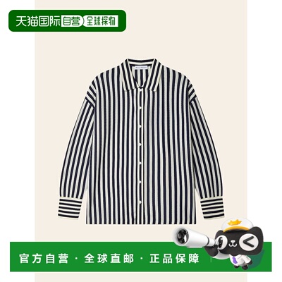 自营white + warrenWomen's Striped Shirt In Navy White - navy