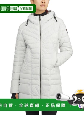 自营 Pajar 女士 Cort 轻质弹力固定兜帽羽绒服，带反光饰边 - 银