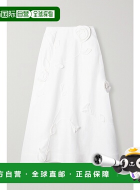 香港直邮ZIMMERMANN 女士 Matchmaker 玫瑰喇叭型嵌花亚麻中长半