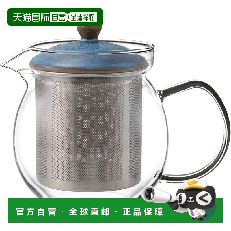 【日本直邮】波佐见烧 Terracotta玻璃茶壶520ml 蓝色 手工艺品略