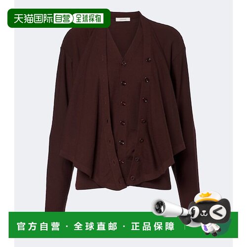 香港直邮Lemaire 女士 羊毛混纺针织开衫 brown棕色 舒适时尚