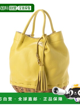 【日本直邮】perche　女士　单肩包真皮手提包编织包草编包流苏包