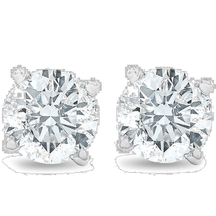 自营 pompeii314K 金经典镶嵌 3/4 克拉圆形明亮式天然钻石耳钉 -