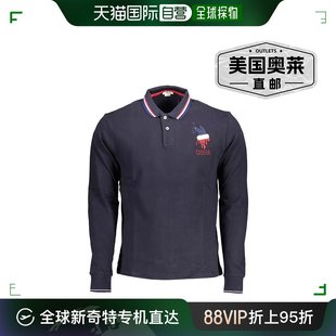 长袖 经典 POLO 蓝色 撞色男式 衫 装 U.S. 饰 美 ASSN. Polo