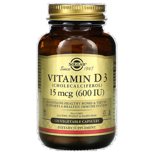 香港直发Solgar维生素D3胶囊骨骼牙齿健康补充剂保护单位120粒