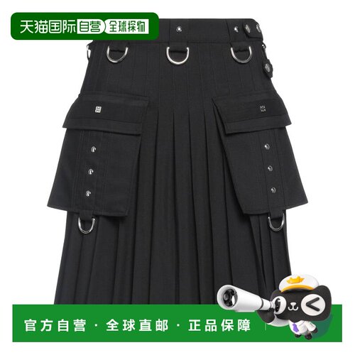 1h可退 香港直邮Givenchy 纪梵希 女士 迷你半身裙 black黑色 舒