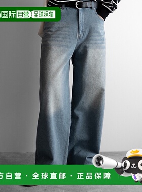 1h可退 日本直邮RUUBON男女同款宽松直筒丹宁裤 vintage洗水设计5