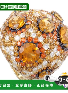 自营 Roberto Coin 18K 黄金橙色黄水晶和托帕石和钻石鸡尾酒戒指