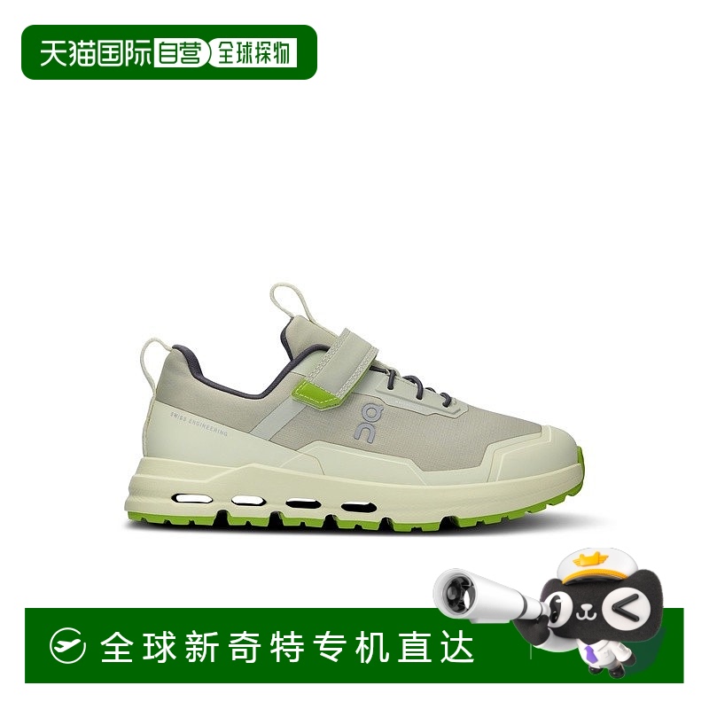 欧洲直邮On昂跑Cloud粉笔白/新芽绿再生聚酯儿童防水徒步鞋 男女
