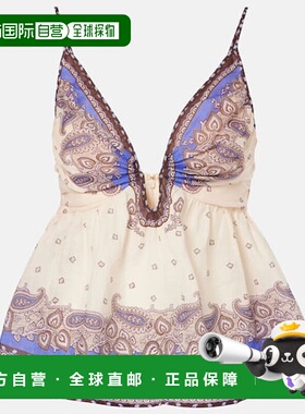 1h可退 香港直邮ZIMMERMANN 女士 Maxine 深V收腰苎麻上衣新款