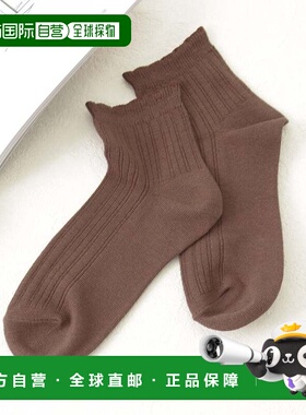 日本直邮Honeys 纯色褶边中筒女袜 HN6029EW000089
