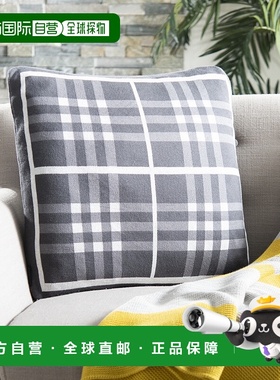 自营 Safavieh Unity 格子针织枕头 - 灰色 美国奥莱直发