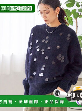 1h可退 日本直邮SHIPS 女装 全狐毛 闪片圆领针织衫 手洗可 31607