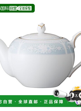 【日本直邮】Noritake 茶壶 520cc 蕾丝木金蓝色细瓷 T94423/1507