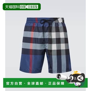 香港直邮潮奢 格纹泳裤 Burberry 男士 blue蓝色 巴宝莉 1h可退