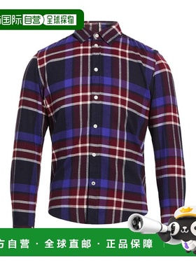 1h可退 香港直邮BOSS 波士 男士 格纹衬衫 purple紫色 舒适时尚