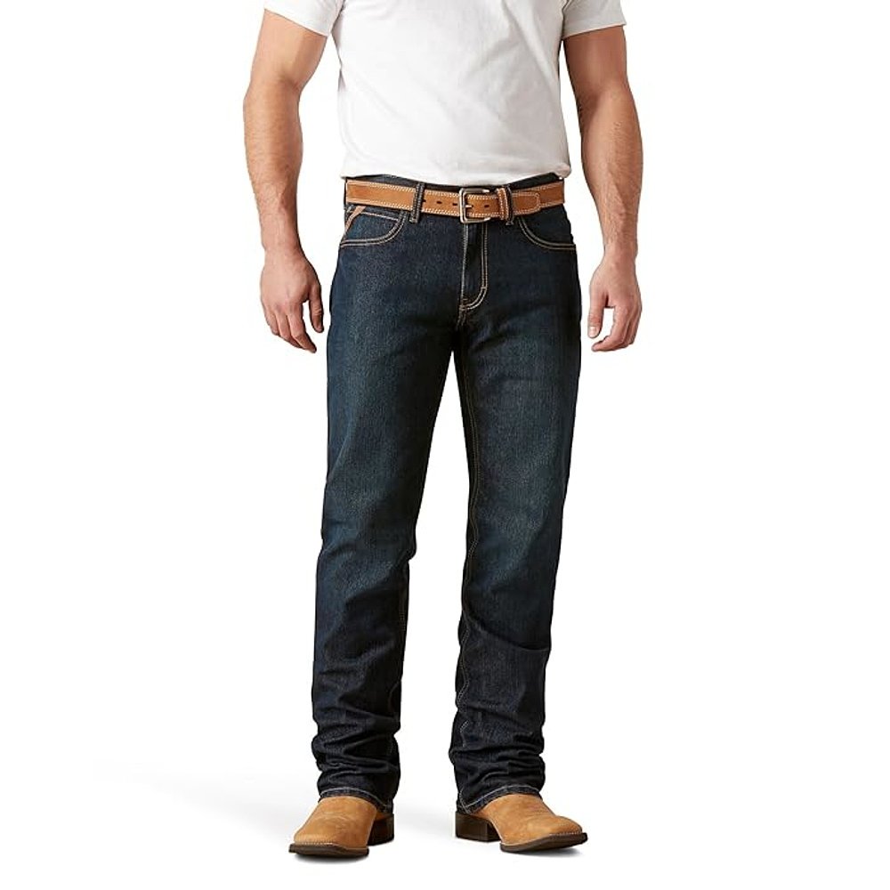 潮奢 ariat 男士 M4 Pro 比赛撕裂小喇叭牛仔裤(Blackstone)