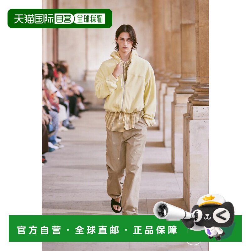 1h可退 香港直邮AURALEE 男士 pile 棉混纺拉链连帽衫 yellow黄色