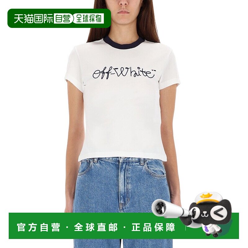 香港直邮潮奢 off-white 女士 白色 Embroidered Script Logo Fit