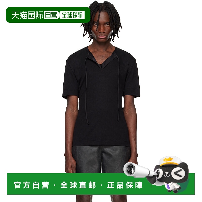 1h可退 香港直邮潮奢 System 男士 黑色 Satin Strap T 恤 SH2F3T