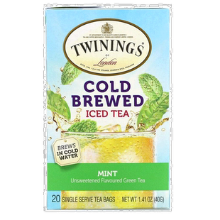 香港直发Twinings川宁冷酿冰茶无糖绿茶薄荷味20包40g红茶